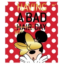 Тетрадь 12 листов,  косая линия, глиттер+фольга золото+софт-тач"Minnie Mouse gold"