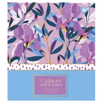 Тетрадь 48 листов, клетка, фольга золото+софт-тач+УФ-выб. "Floral dreams"
