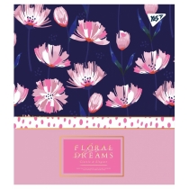 Тетрадь 48 листов, клетка, фольга золото+софт-тач+УФ-выб. "Floral dreams"