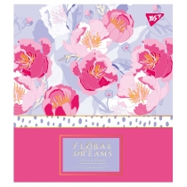 Тетрадь 48 листов, клетка, фольга золото+софт-тач+УФ-выб. "Floral dreams"