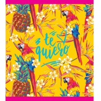 Тетрадь 12 листов, клетка, неон + мат. ламинация + софт-тач "Tropical vibes"