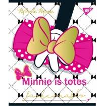Тетрадь 12 листов, линия, мат. ВДЛ+фольга золото+глиттер "MINNIE GOLD"