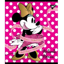 Тетрадь 12 листов, линия, мат. ВДЛ+фольга золото+глиттер "MINNIE GOLD"