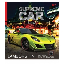 Тетрадь 12 листов, линия, фольга серебро+УФ-выб Supreme cars
