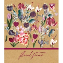 Тетрадь 48 листов, клетка, крафт, белила "Floral frame"