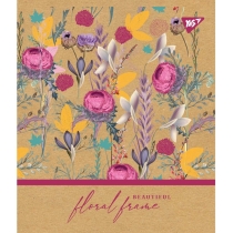 Тетрадь 48 листов, клетка, крафт, белила "Floral frame"