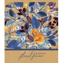 Тетрадь 48 листов, клетка, крафт, белила "Floral frame"
