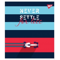 Зошит 12 аркушів, похила лінія, виб.гібрід.лак "NEVER SETTLE"