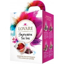 Подарунковий набір чаю Lovare в пірамідках Impression tea box з фірмовою чашкою