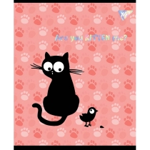 Зошит 24 аркушів, клітинка, софт-тач+фольга срібло голограф., "Playful kitties"