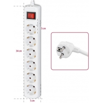 Сетевой удлинитель Hama Multiple 6XSchuko 3G*1.5мм ws 3м White