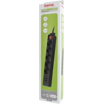 Мережевий подовжувач Hama Jack 5XSocket 2 USB 3.4A*1.5мм ws 1.5м Black