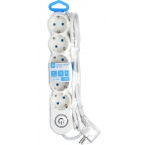 Мережевий подовжувач 2E Plus 5XSchuko з вимикачем, 3G*1.0мм, 3м, white