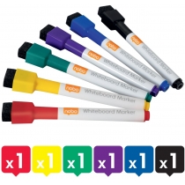 Набір міні-маркерів для сухого стирання Rexel, асорті кольорів, уп./6шт.