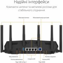 Маршрутизатор ASUS TUF-AX5400 4xGE LAN 1xGE WAN 1xUSB3.2 MU-MIMO OFDMA MESH gaming