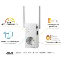 Повторювач Wi-Fi сигналу ASUS RP-AC53 AC750 1xFE LAN ext. ant x2 розетка