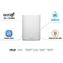 Маршрутизатор ASUS ZenWiFi AX Hybrid XP4 2PK AX1800 AV1300 2xGE LAN 1xGE WAN 1xUSB 3.2 PLC MU-MIMO O