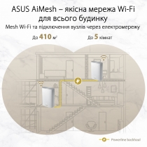 Маршрутизатор ASUS ZenWiFi AX Hybrid XP4 2PK AX1800 AV1300 2xGE LAN 1xGE WAN 1xUSB 3.2 PLC MU-MIMO O