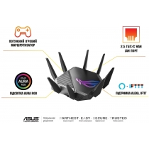 Маршрутизатор ASUS GT-AXE11000 Wi-Fi 6E 4xGE LAN 1xGE WAN 1x2.5GE LAN/WAN MU-MIMO OFDMA MESH gaming