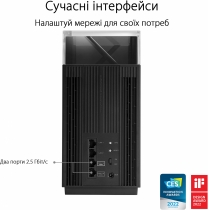 Маршрутизатор ASUS ZenWiFi Pro ET12 AXE11000 Wi-Fi6E 2PK 2xGE LAN 1x2.5GE LAN 1x2.5GE LAN 1x2.5GE WA