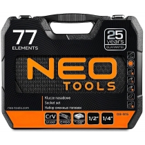 Набір інструменту Neo Tools, 1/2", 1/4", CrV, 77 од.