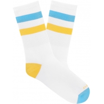 Шкарпетки чоловічі демісезонні бавовняні,з жовтою та блакитною полосами DUNA 2241; 25-27; білий