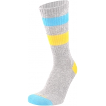 Шкарпетки жіночі демісезонні бавовняні,з жовтою та блакитною полосами DUNA 3342; 21-23; світло-сірий