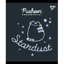 Зошит 12 аркушів, клітинка, софт-тач+фольга срібло голограф. "Pusheen fabulous"