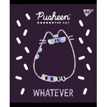 Зошит 12 аркушів, клітинка, софт-тач+фольга срібло голограф. "Pusheen fabulous"