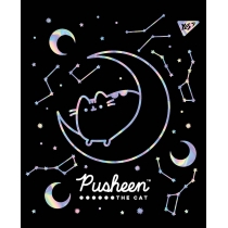 Зошит 12 аркушів, клітинка, софт-тач+фольга срібло голограф. "Pusheen fabulous"