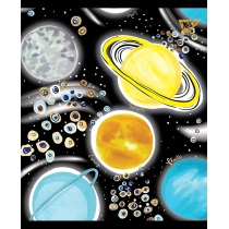 Зошит 18 аркушів, клітинка, фольга золото+софт-тач+УФ-виб. "Cosmic system"