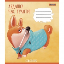 Тетрадь 18 листов, клетка, "Corgibook"