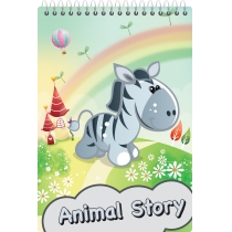 Блокнот "Animal Story" А6, верхня спіраль, клітина, 48 арк