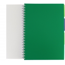 Блокнот Adamant: зелений, A4, пластикова обкладинка, з розділювачами та перфорацією, 120, клітинка