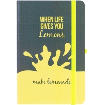Деловая записная книжка LEMONADE, A5, твердая бумажная обложка, резинка, белый блок линия