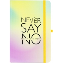 Діловий записник NEVER SAY NO, А5, тверда обкладинка папір, гумка, білий блок лінія