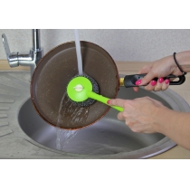 Сталева щітка-скребок для посуду, Economix Cleaning, зелена