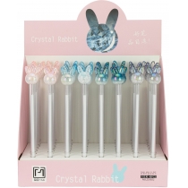 Ручка кулькова гелева Crystal Rabbit, пише синім, асорті