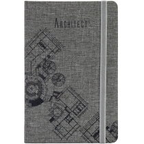 Діловий записник Architect сірий, А5, тверда обкладинка текстиль, гумка, блок клітинка