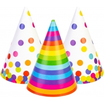 Набір Confetti Rainbow з 6 ковпаків на голову із гумовою стрічкою, дизайни асорті