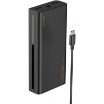 Акумулятор портативний літій-іонний Power Bank TECNO 20000мА·год 22.5Вт PD QC, чорний