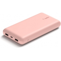 Акумулятор портативний літій-іонний Power Bank Belkin 20000мА·год 15Вт, 2хUSB-A/USB-C, рожевий