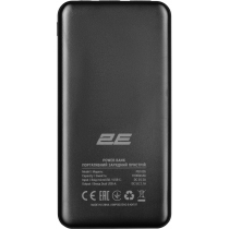 Акумулятор портативний літій-іонний Power Bank 2E Slim 10000мА·год 2хUSB-A, чорний