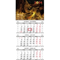 Календар квартальний настінний економ на 1 пружину 2024 (Рік Дракона асорті)