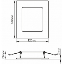 LED світильник Back вбудований квадрат VIDEX 6W 5000K