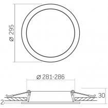 LED світильник Back вбудований круглий VIDEX 26W 5000K