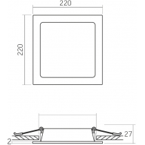 LED світильник Back вбудований квадрат VIDEX 22W 5000K