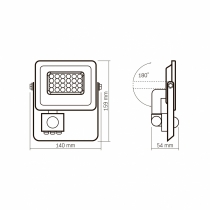 LED прожектор VIDEX F2e 10W 900Lm 5000K 220V з датчиком руху та освітленості