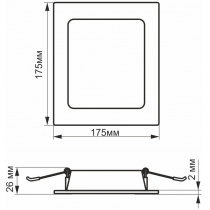 LED світильник Back вбудований квадрат VIDEX 16W 5000K