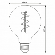 Лампа LED VIDEX Filament G95FGD 4W E27 2100K дімерна графіт